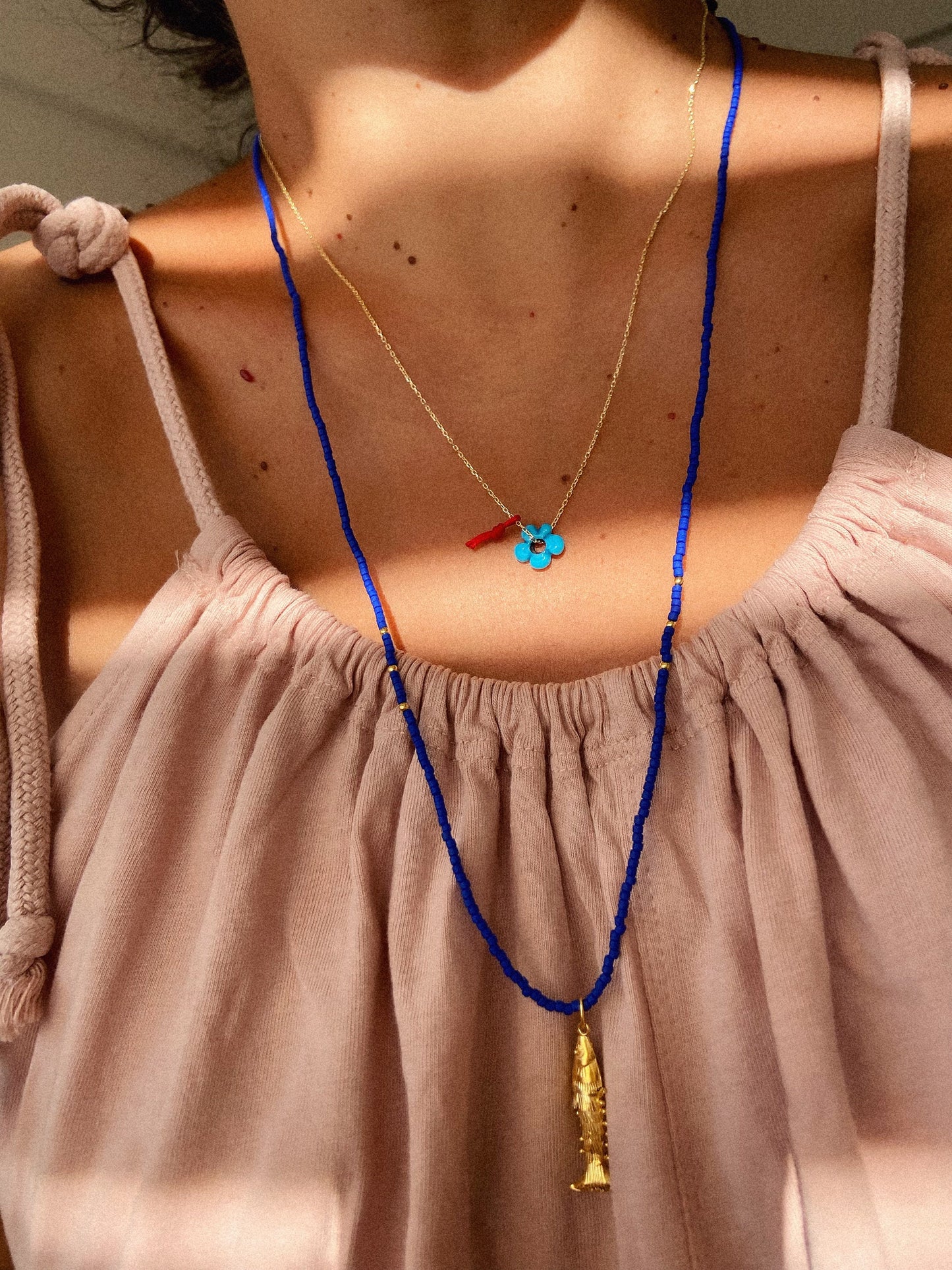 3D Movable Long Matte Bead Necklace