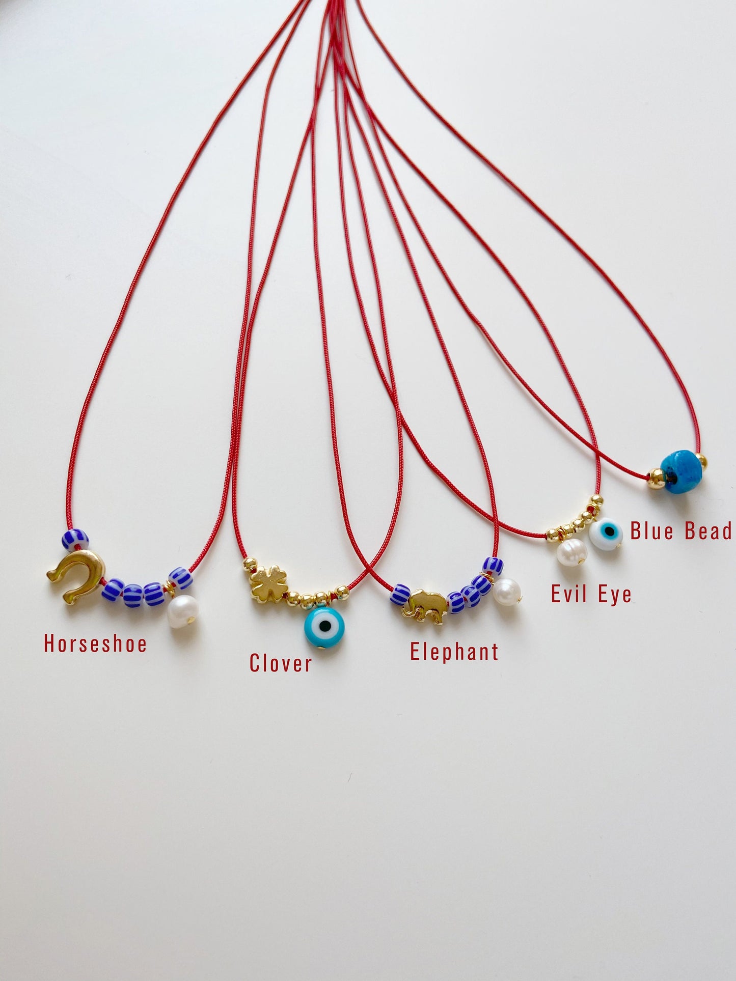 Clover Red String Necklace