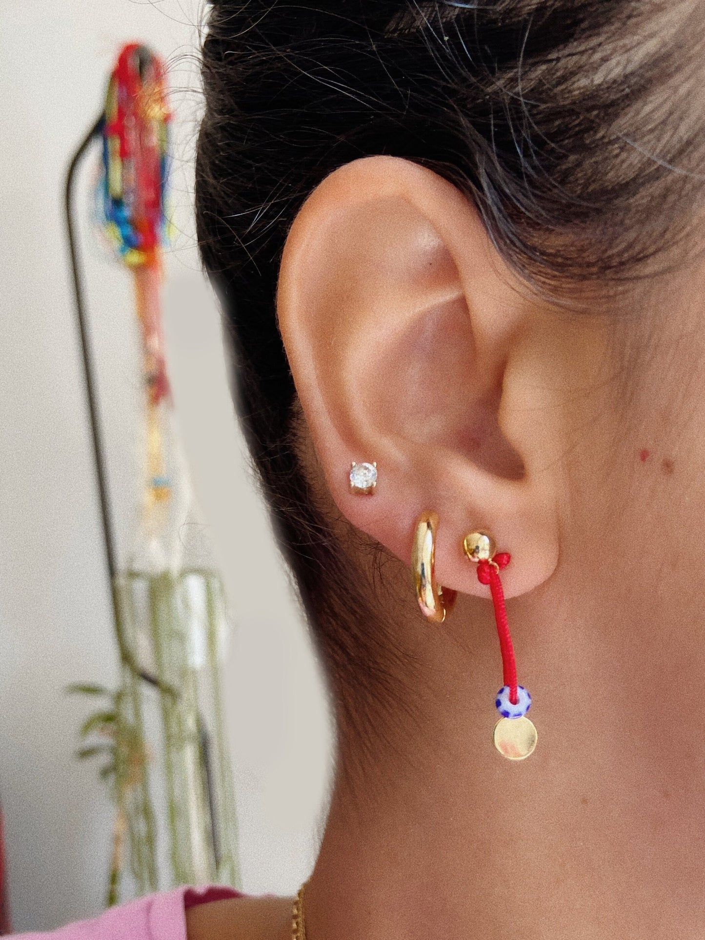 Red Hoop Earring