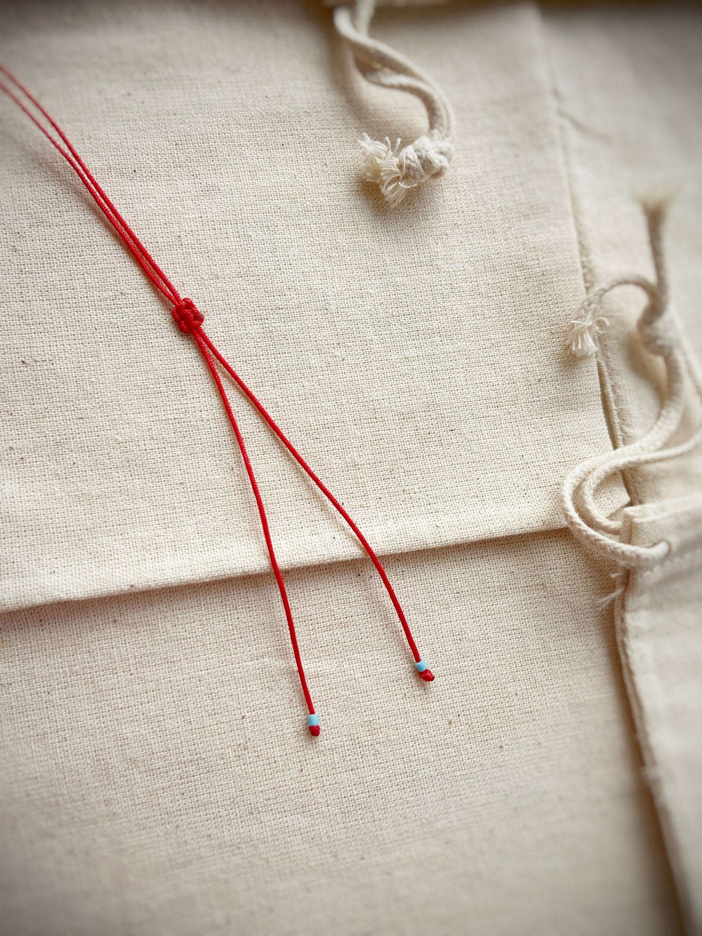 Minimal Spiral Red String Necklace