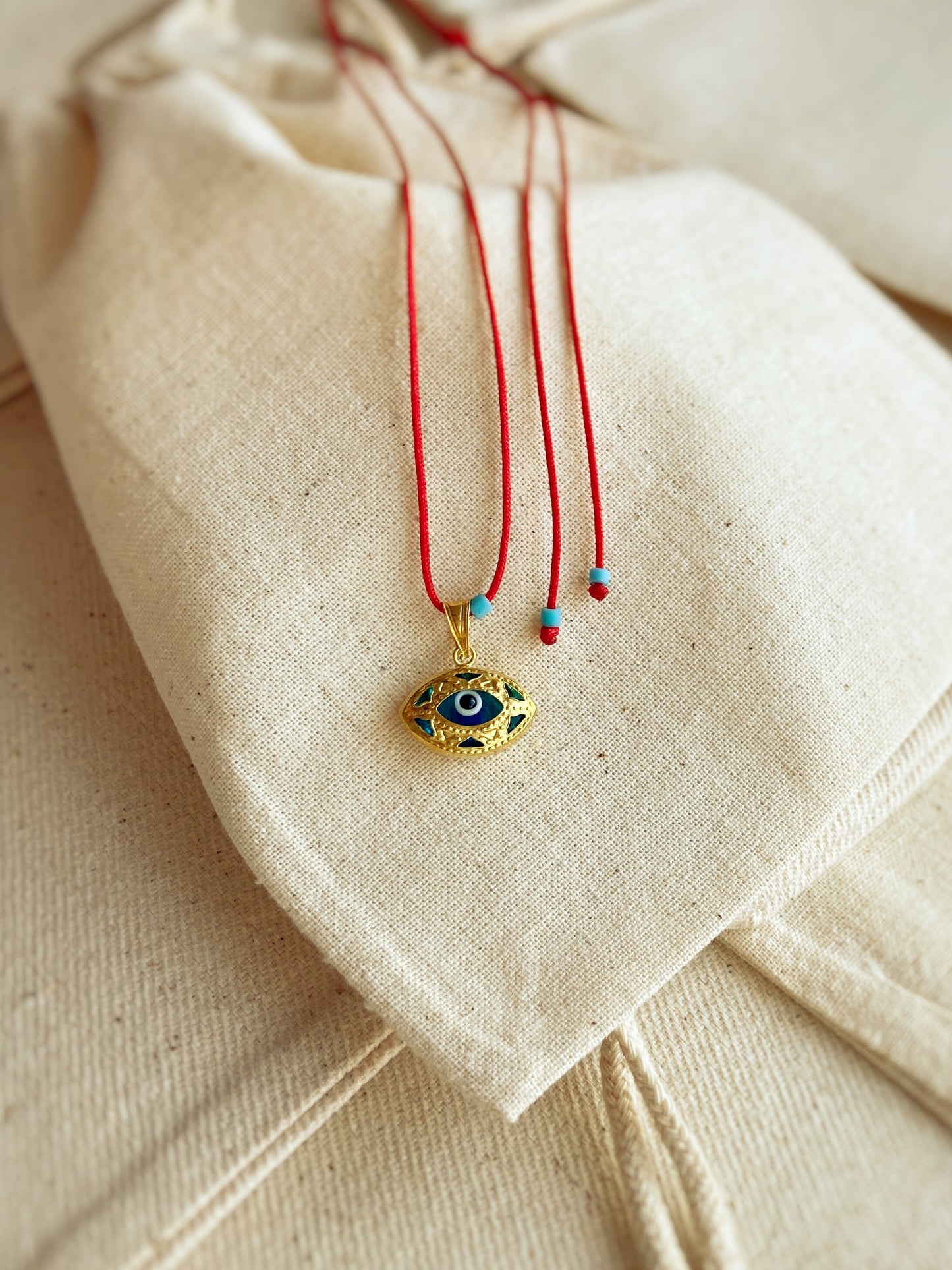 Evil Eye Red String Necklace