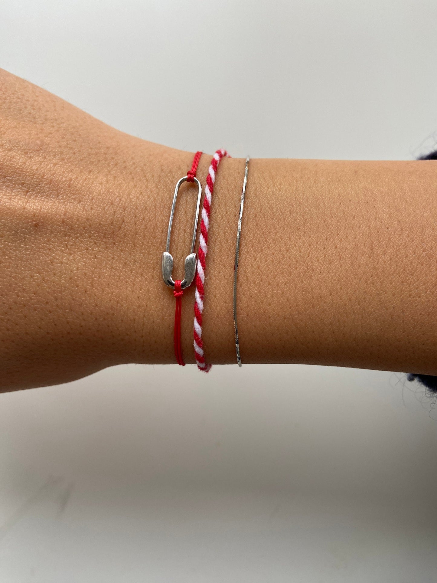 Red String Safety Pin Bracelet