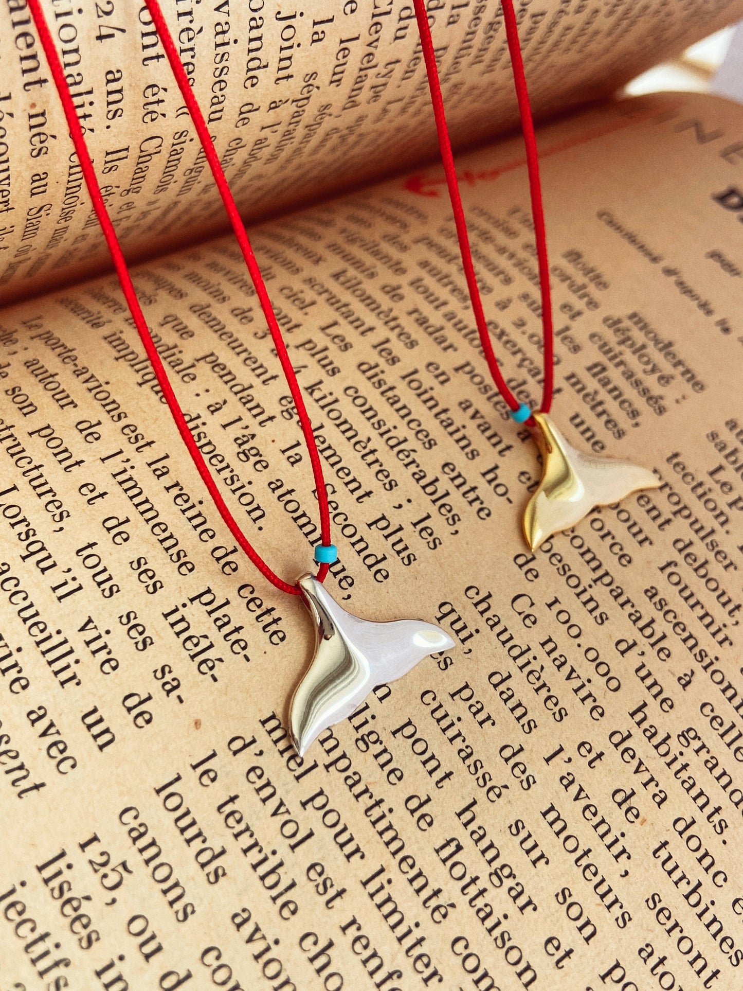 Whale Tail Red String Necklace