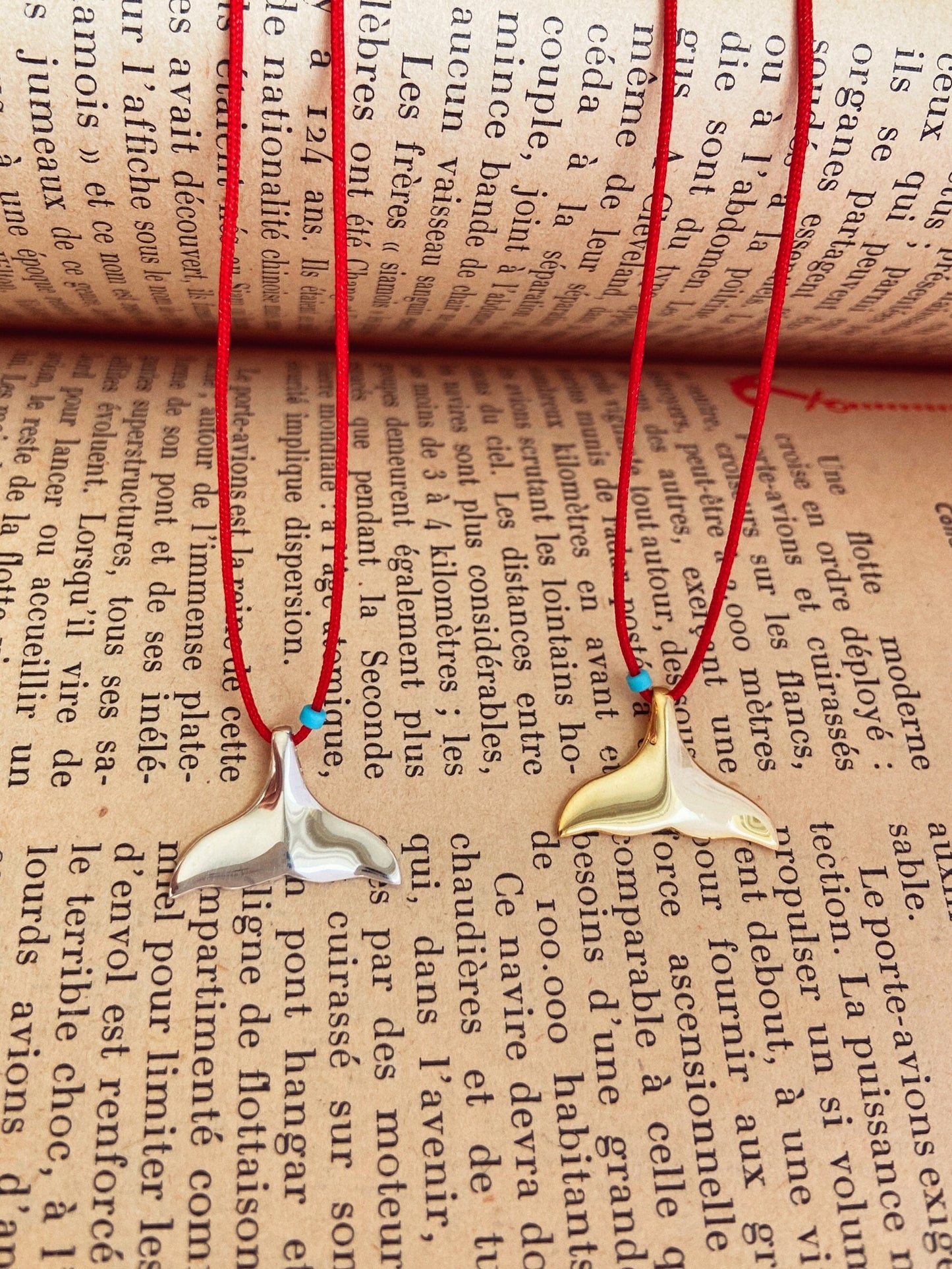 Whale Tail Red String Necklace