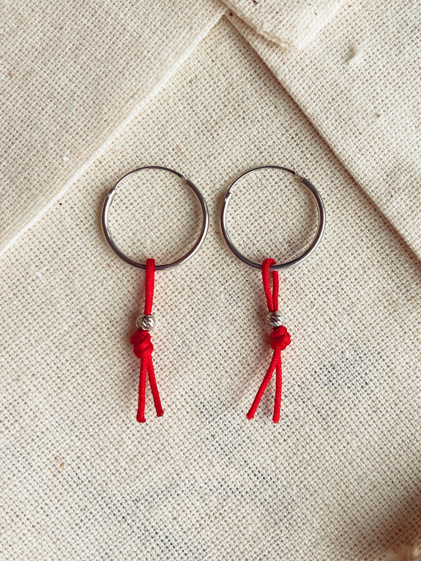 Hoop Earring with Red Luck String