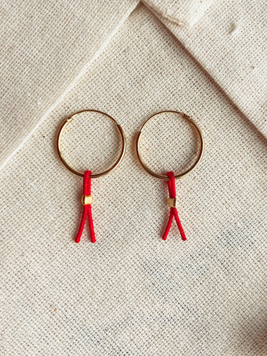 Hoop Earring with Red Luck String