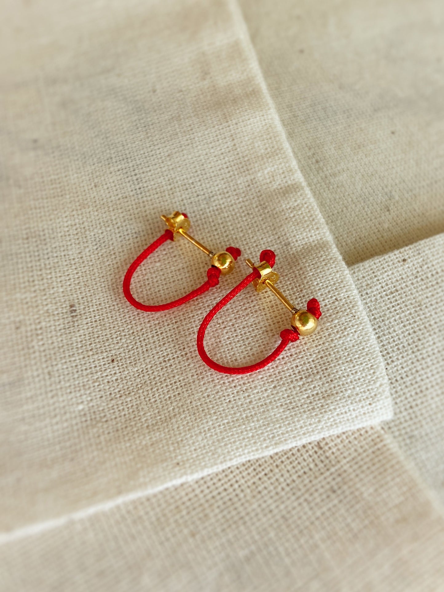 Red String Hoop Earring