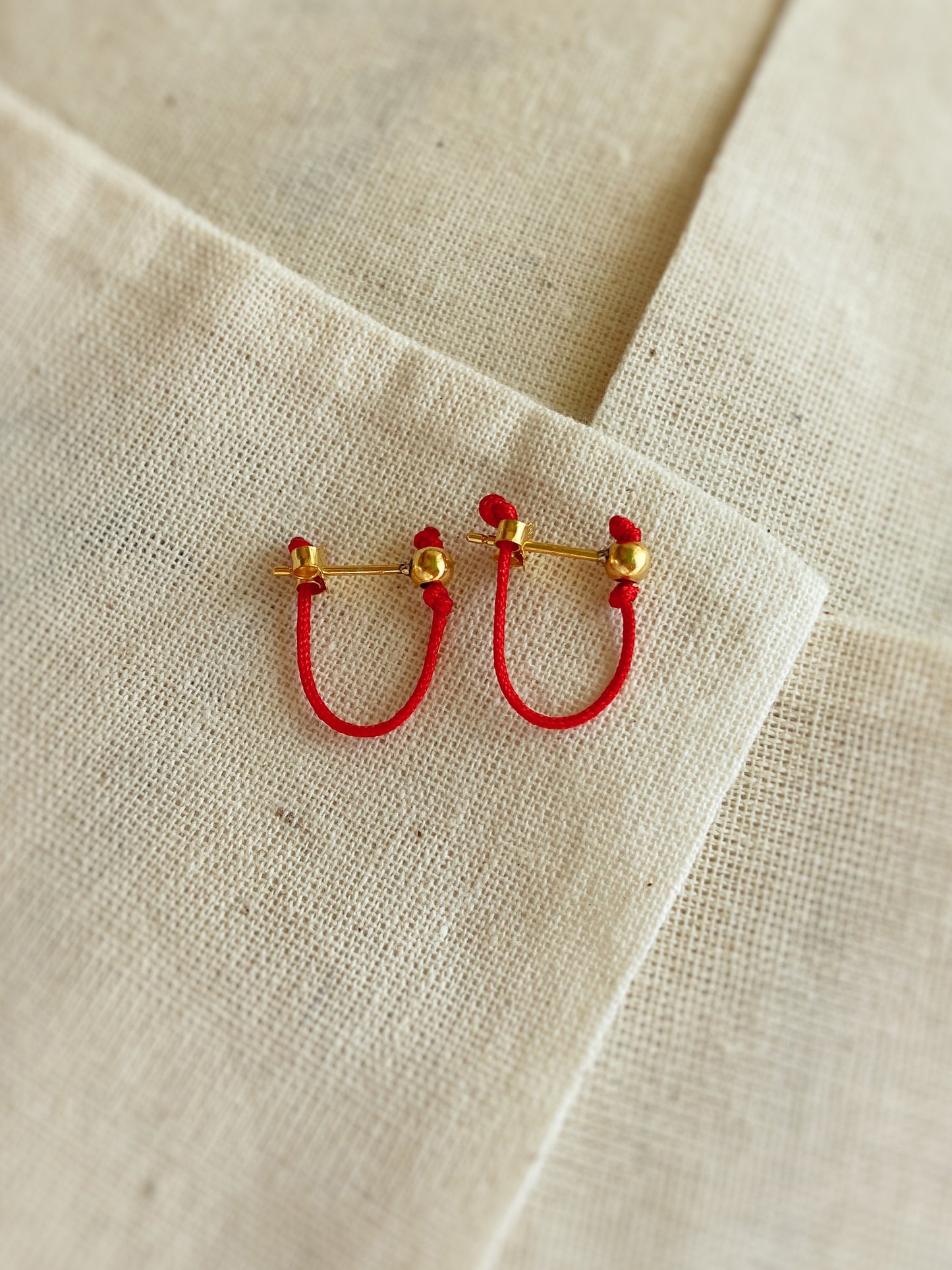 Red String Hoop Earring