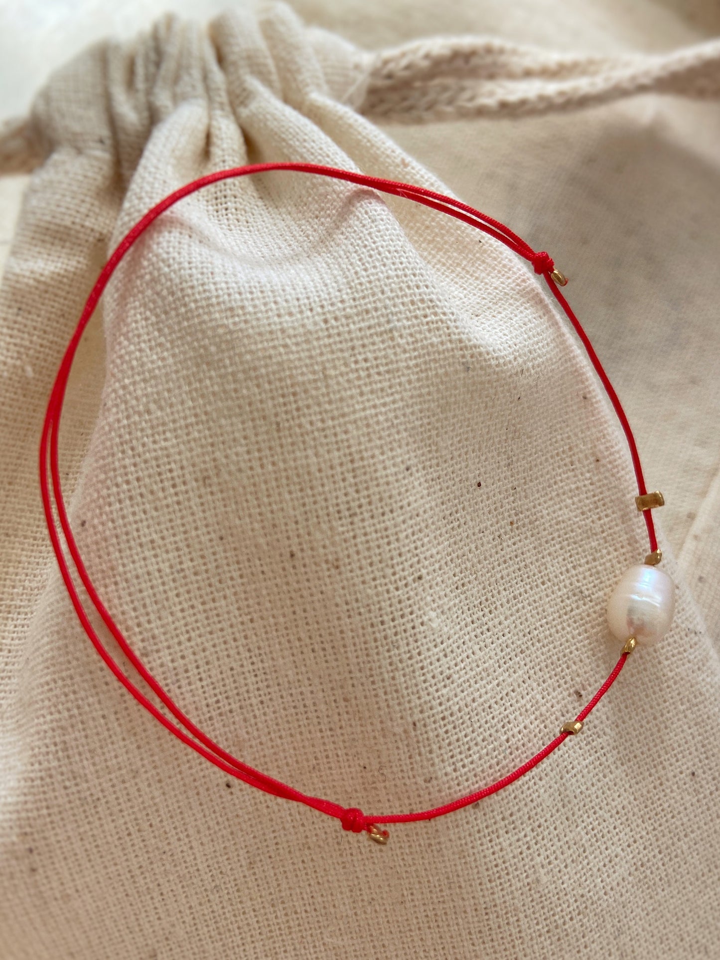 Pearl Red String Bracelet