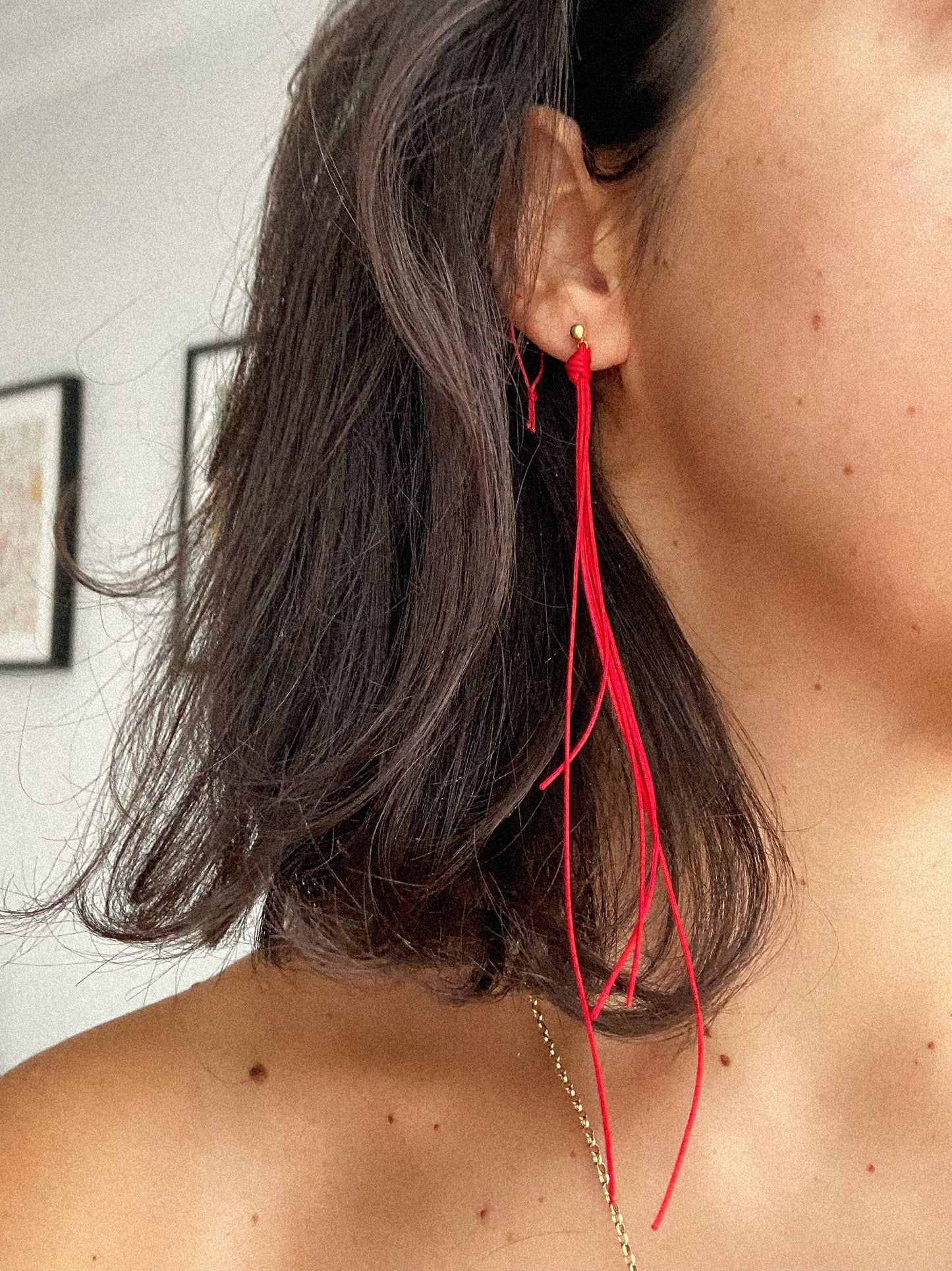 Asymmetric Red String Necklace