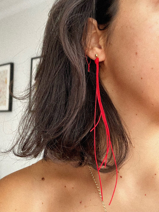 Asymmetric Red String Necklace