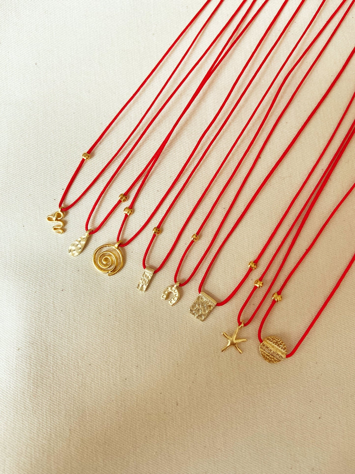 Minimal Spiral Red String Necklace