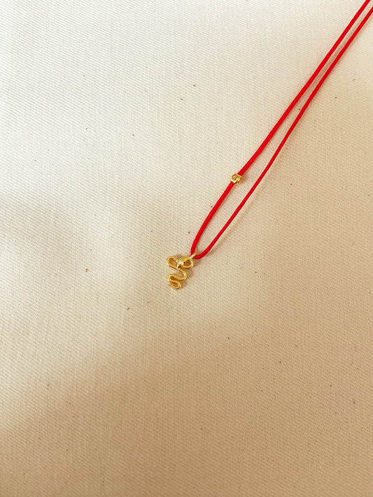 Minimal Snake Red String Necklace