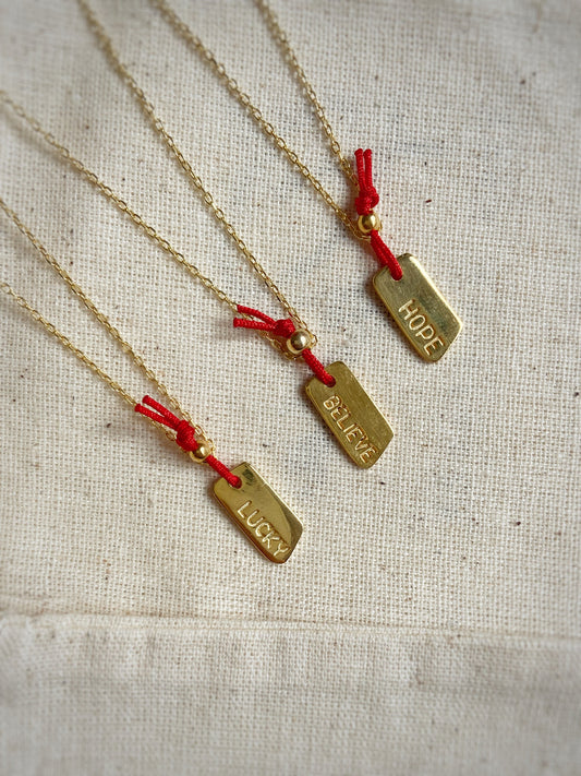 Red String Lucky Hope Believe Necklace